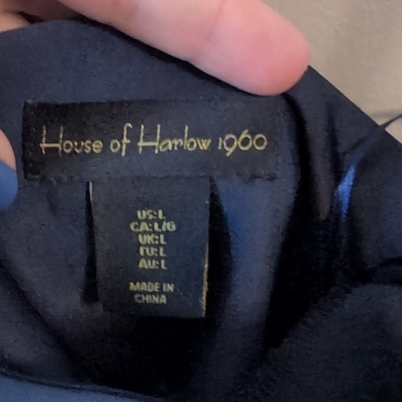 House of Harlow 1960 Navy Blue Satin Slip Minimalist Dress - Picture 2 of 5